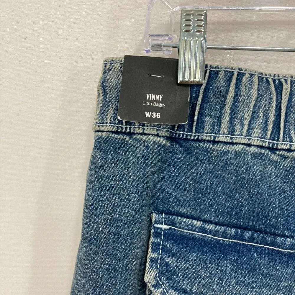New True‎ Religion Jeans size 36 x 32 Vinny Ultra Baggy Carpenter Double Knee